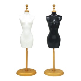 Giyomi Doll Torso, Doll Mannequin, 1/6 Doll, Women's, Figure, Torso, Miniature, Dress Form, Black and White, Set of 2, Set of 2, White (Set of 2, 1 Black and 1 White)