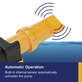 Whale SS1212 Supersub Smart 1100 Electric Bilge Pump - for Fresh or Salt Water Use, 12V DC, 5 Amps, Open Flow Rate of 1050 GPH @ 27.2V DC, 16 AWG Wire, 1-Inch and 1 1/8-Inch Hose Connections