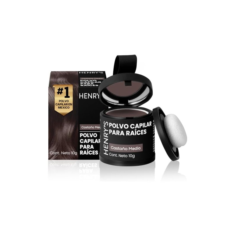 Henrys Polvo para Retocar Raíces Castaño Medio 10g, Define Línea