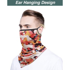 Arawell Face Bandana Neck Gaiter Mask with Ear Loops for Men Women Motorcycle Balaclava Cover