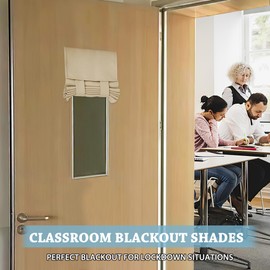 RYB HOME Classroom Door Window Cover, Blackout Shades for Classroom Windows and Doors Cover Lockdown Shades, Room Darkening Design Blocks Views, W 12 x L 30, 1 Panel, Biscotti Beige