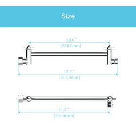 11 Inch Shower Head Extension Arm Chrome.Solid Brass Adjustable Shower Arm Extension,Lower Or Raise Any Rain Or Handheld Showerhead To Your Height & Angle – Universal Connection