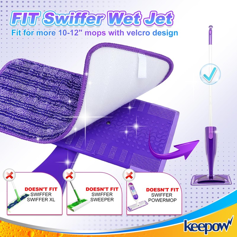 KEEPOW 6 PCS Reusable Mop Pads Compatible with Flash Powermop,