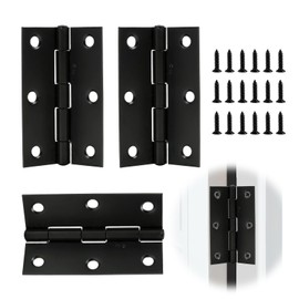 Premium 3 Inch (75mm) Matt Black Ball Bearing Hinges - Heavy-Duty Steel Door Hinges for Internal Wooden Doors, Smooth and Quiet Operation - Includes 18 Matching Screws (1.5 Pairs)