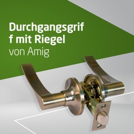 Amig - Set aus Einsteckschlössern mit Drückergarnitur | Rosette für Türen | Idealer Griff für Holztüren | Zamak | Leder | Eingangsschloss 60/70 mm | Innentürgriff