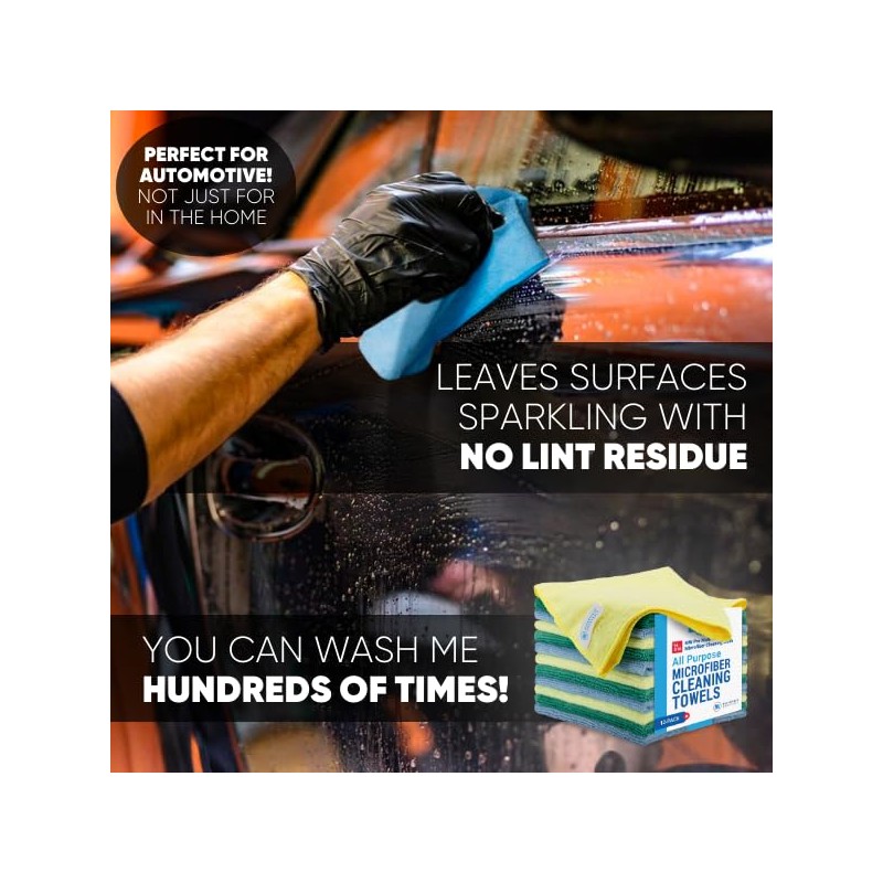MW Pro Microfiber Cleaning Cloth | Blue, Green, Yellow (12