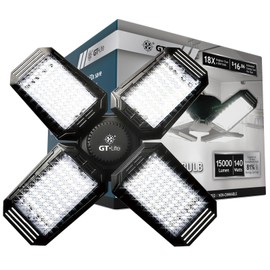 15,000 Lumen LED Adjustable 4 Panel Bulb, Uses Only 140W, Daylight, E26 Base, LED Garage Light for Indoors Workshop Warehouse