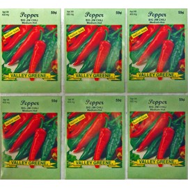 Set of 6 Big Jim Chili Pepper Vegetable Seed Packages 400mg Each (Chili Pepper)
