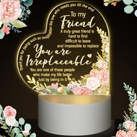 Jetec Acrylic Night Light Friend Gifts for Women Birthday Gifts for Her Friendship Gifts for BFF Teen Girls Besties Sister Coloured Flower Lamp with Warm Colors LED Lamp Base(Elegant Flower)