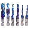 6pcs Spiral Tap Drill Bit Set Blue Plating Coating Hex