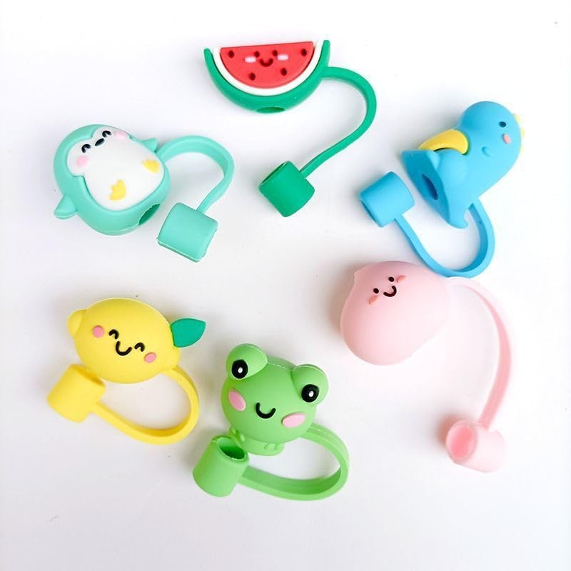 2Pcs Yellow Lemon Silicone Straw Covers and Caps Compatible with
