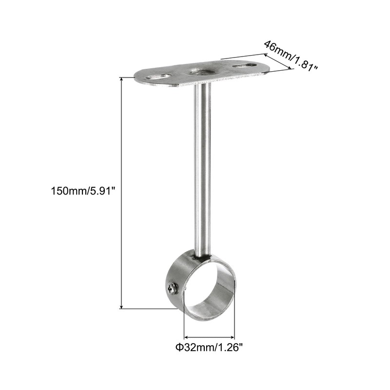 sourcing map 4 Pcs Ceiling Mount Bracket, Wardrobe Pipe Bracket,