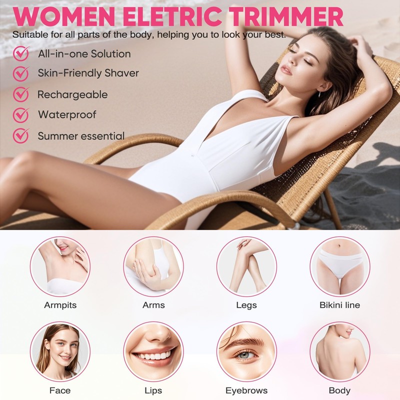 Bikini Trimmer for Women, Electric Razor & Shaver with Dual