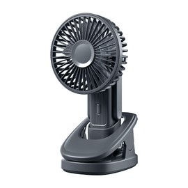 OATSBASF Handheld Fan with 3 Speeds,90°Auto-Swinging,Ultra-Quiet,Rechargeable Personal Fan with Clip Base,Type-C Port Attached lanyard Up to 12 Working Hours for Bedroom/Office/Outdoors/Travel (Gray)