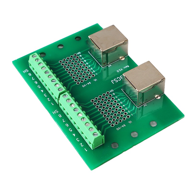 RJ45 Ethernet Connector Breakout Board Dual Network Port Input Screw