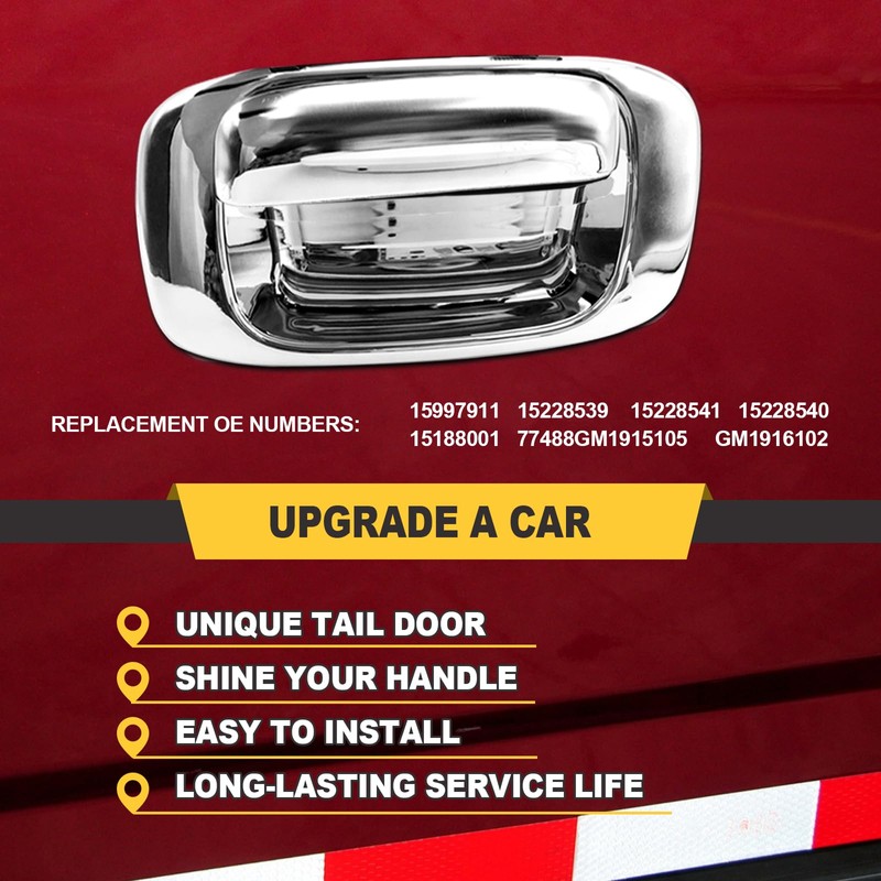 Chrome Exterior Rear with Rod Clips Tailgate Door Handle and