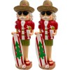 Wooden Surfboard Santa Nutcracker, Tropical Beachy Themed Christmas, Set of