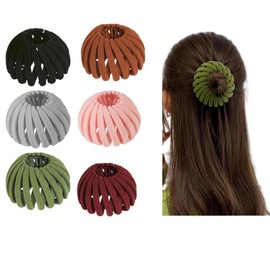 Naisfei Bird Nest Magic Hair Clip, 6 Packs Expandable Bun Maker Accessories for Women, Ponytail Holder Clip for Thin Thick Fine Curly Hair, Scrunchies