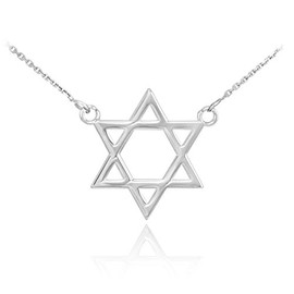 Polished 925 Sterling Silver Jewish Star of David Charm Necklace (18 Inches)