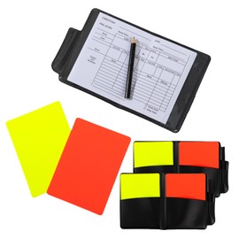 kclkda 2 Pack Soccer Referee Card Set, Warning Football Referee Set Red And Yellow Referees Cards Coach Metal Whistle Red Yellow Cards with Record Paper for Sports, Football, Soccer, Basketball Game