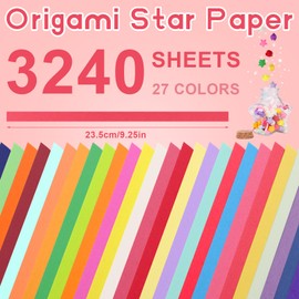 Origami Star Paper, 3240 Sheets Double Side Origami Star Papers Set, 27 Colors Origami Paper Kids Kit for Lucky Stars Folding, Paper Star Strips, Arts And Crafts Enthusiasts