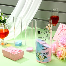 Irenare Unity Sand for Wedding Ceremony Set, Include Vase, Sand, Cork Stopper for Weddings Engagement Anniversary(Red and Blue,Flower)