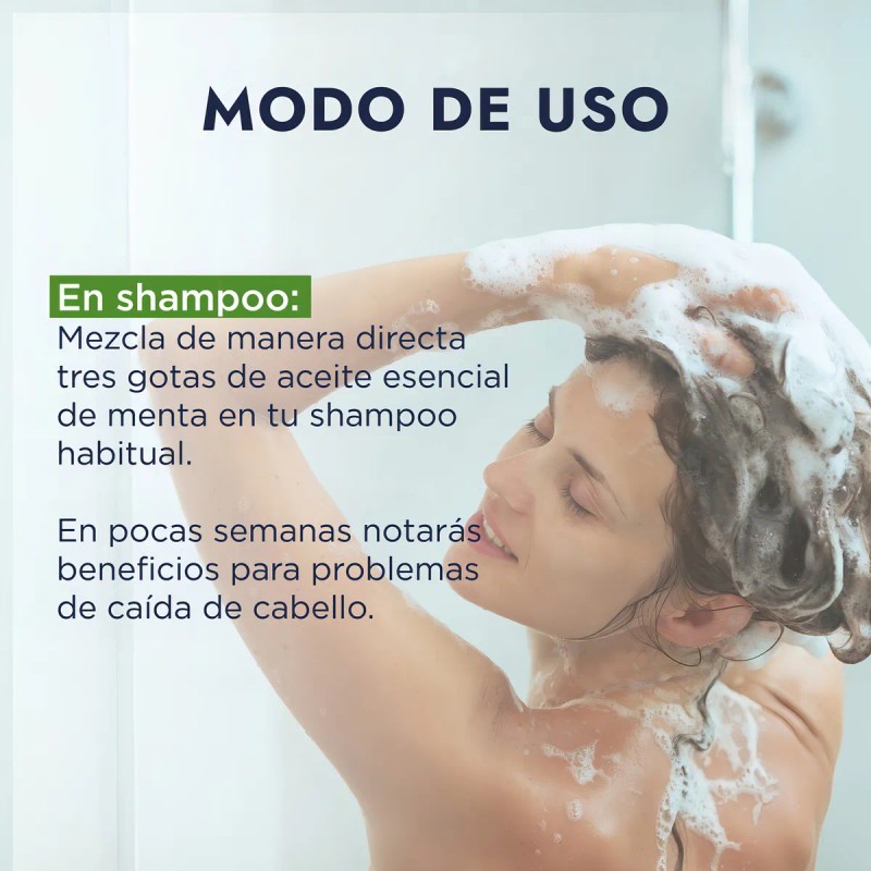 Aceite Esencial Menta Puro, Cosmético capilar bucal corporal, uso en