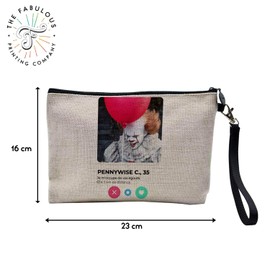 Tasche aus Leinen – Pennywise Social Network Horror Clown Treffen Liebe – Kosmetiktasche aus Leinen in Leinenoptik – Kulturbeutel – 23,5 x 15 cm, Pennyise, 23.5 x 15 cm, Kosmetiktasche