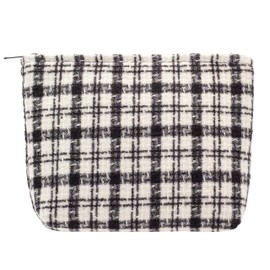PAZIMIIK Makeup Bags for Purse Zipper Cosmetic Pouch Large Travel Canvas Make Up Organizer Tool Pouch for Women and Girls,Plaid Black