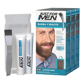 Just For Men Tinte Colorante en Gel Para Barba y Bigote,Castaño Medio B30, Sin Amoníaco,Con Cepillo De Fácil Aplicación, Paquete de 3, 66ml
