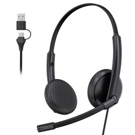 INGA MS Teams Wired Headset, USB Professional Noise-Canceling Headset with Mic, Telephone Headset for Work, Portable Superior Sound Computer Headphone Work with Home Office Teams