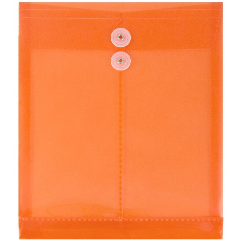 JAM PAPER Plastic Envelopes with Button & String Tie Closure