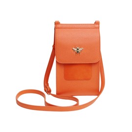 Alice Wheeler Vegan Leather Mini Bloomsbury Crossbody Phone Bag Bee (Orange)