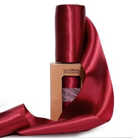 LaRibbons Red Satin Ribbon 4 Inch 10 Yards Double Faced Luxury Burgundy Silk Ribbon for Gift Wrapping Flower Bouquets Bow Christmas Wedding Party Decoration