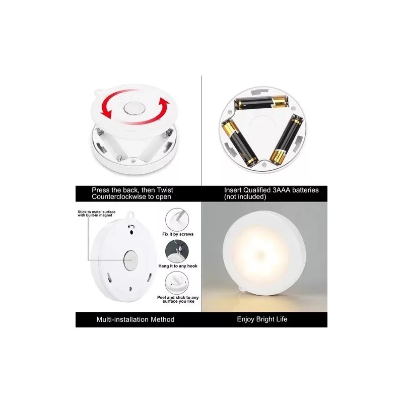 YSL Lampara Luz Led Con Sensor Movimiento Inalámbrico 2 Pzs