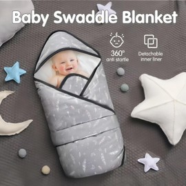 Newborn 0-12 Months Baby Swaddle Blanket Multifunctio Boys Girls Winter Warm Cotton Thick Mat Swaddling Wrap Soft Stroller Sleeping Sacks Infant (Feather/Gray)