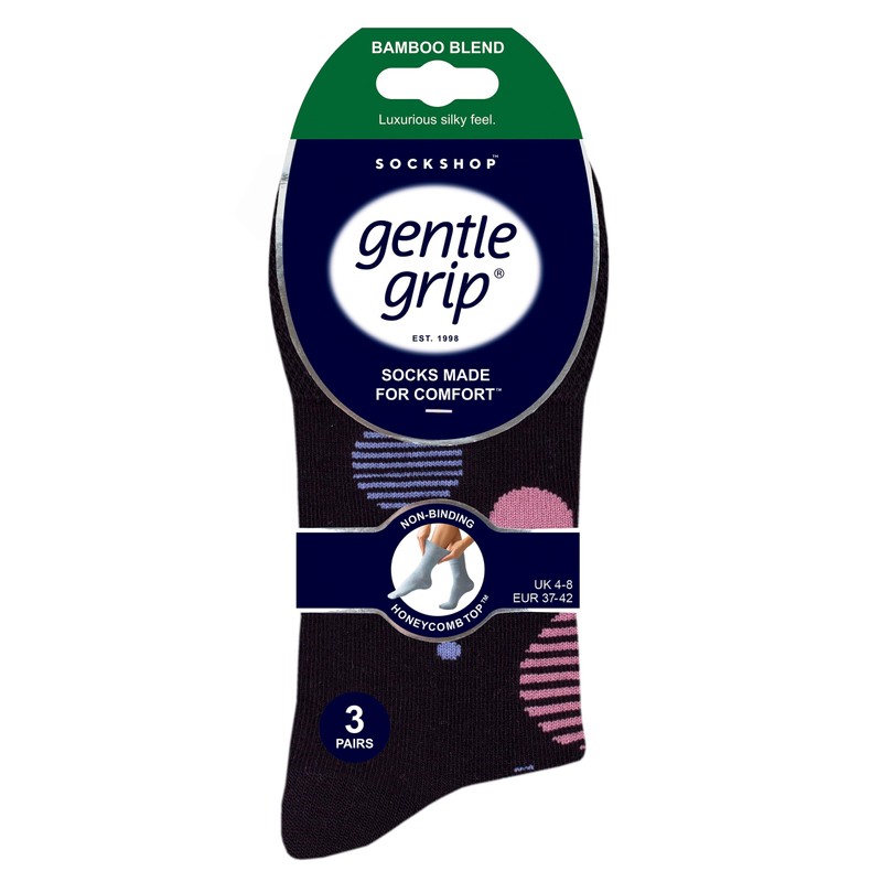Gentle Grip SOCKSHOP Ladies Soft Top Patterned and Striped Soft