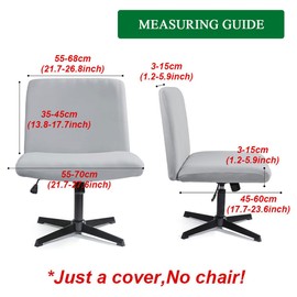 Lussenwert Velvet Armless Chair Cover Criss Cross Chair Cover Armless Office Desk Chair Slipcover Modern Mid Back Accent Chair Cover Washable Removable Chair Protector Without Arms Dark Green