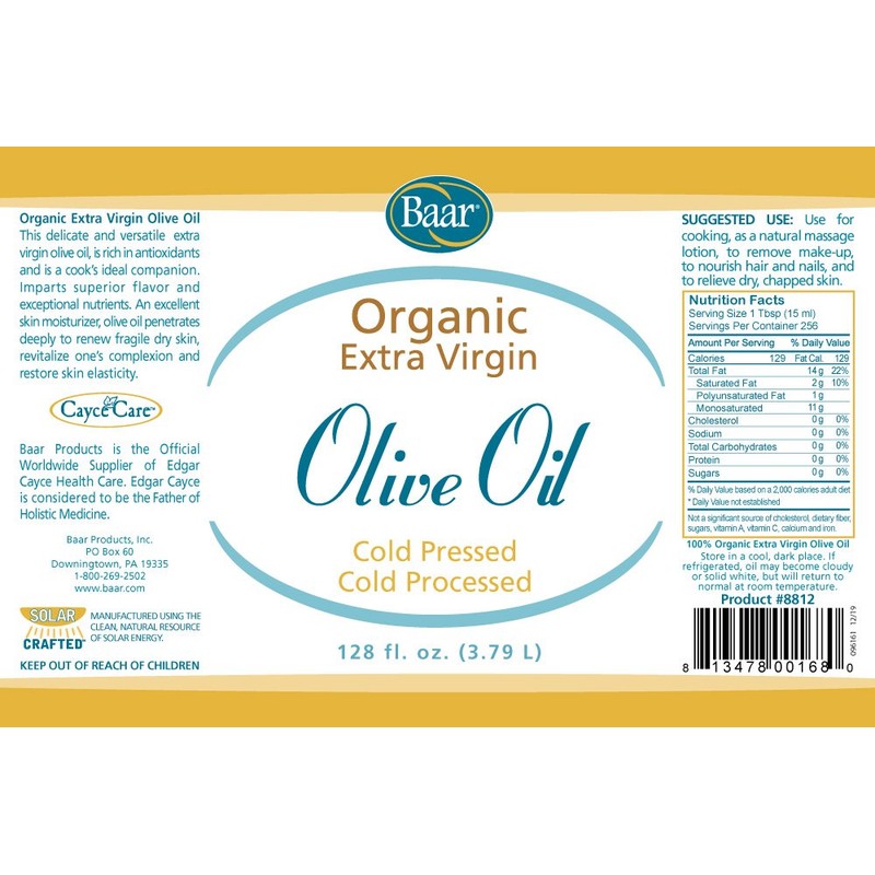 Baar Organic Olive Oil, Gallon
