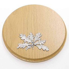 GTK Offer Wedge Sign Round Light Oak AF 17 cm with Oak Leaves Cover Sheet 6 Leaves Wedge Board Weapon Board Trophy Sign