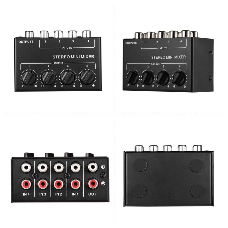 Btuty Stereo Audio Mixer with 4-Channel RCA Inputs Separate Volume