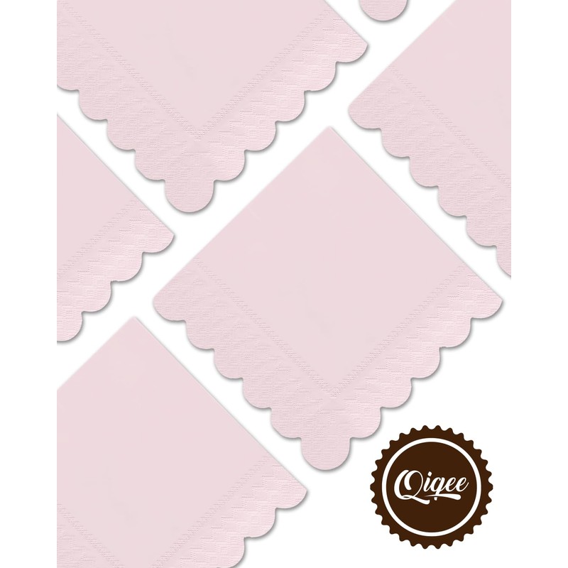 qiqee Grapefruit Pink Cocktail Dinner Napkins 5x5inch Disposable Beverage,Wedding, Birthday