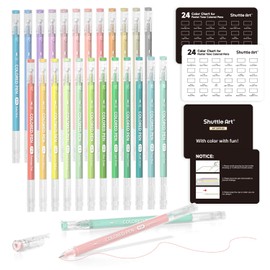 Shuttle Art Colored Pens, 24 Pastel Tone Colors Cute Journal Pens 0.6mm Fine Point Colored Gel Pens for Black Paper Adult Coloring Writing Drawing Journaling Note Taking School Office Home
