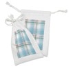 Ambesonne Checkered Fabric Pouch Set of 2, Pastel White Blue