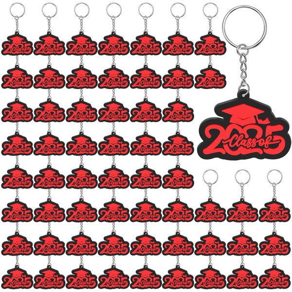 Batiyeer 60 Pieces Class of 2025 Graduation Keychains, Rubber Key