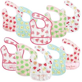 Hudson Baby Unisex Baby Waterproof Polyester Bibs, Cute Fruit, Beginner