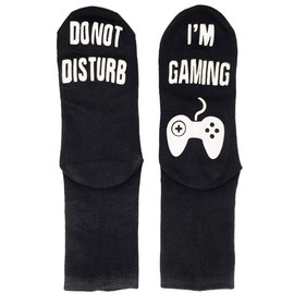 Himozoo Do Not Disturb I'm Gaming Socks Funny Knit Combed Cotton Gamer Socks - Funny Gift for Gamer Lovers (Black)