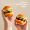Lifelisa Cute Hamburger Toothpick Holder with Lid, Ceramic Toothpick Dispenser