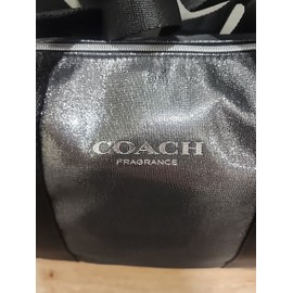 COACH FRAGRANCE WOMENS TOTE BAG NEW DARK GRAY SLIVER SHINY 10" H X 15" W X 7" D