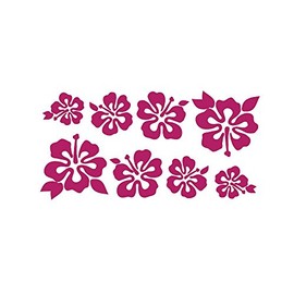 8 Hibiscus Flowers Assorted Sizes - Make Your Own Flower Lei Sticker Decal Hawaii Dark Pink